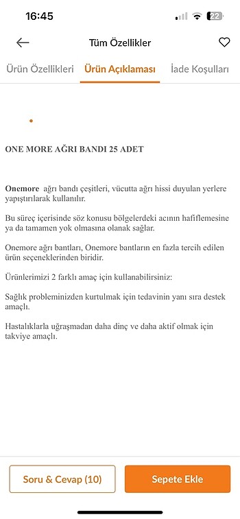 One More OneMore Bandrollü Ağrı Bandı/ Sağlık Bandı