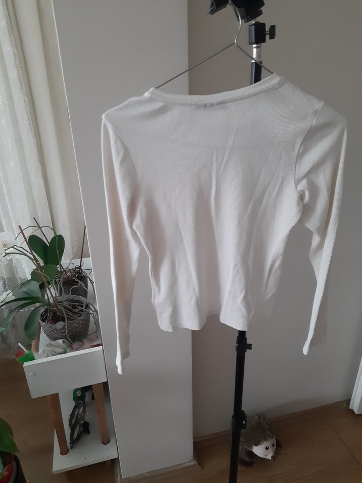 Beyaz Uzun Kollu Basic Tişört - Görsel 5