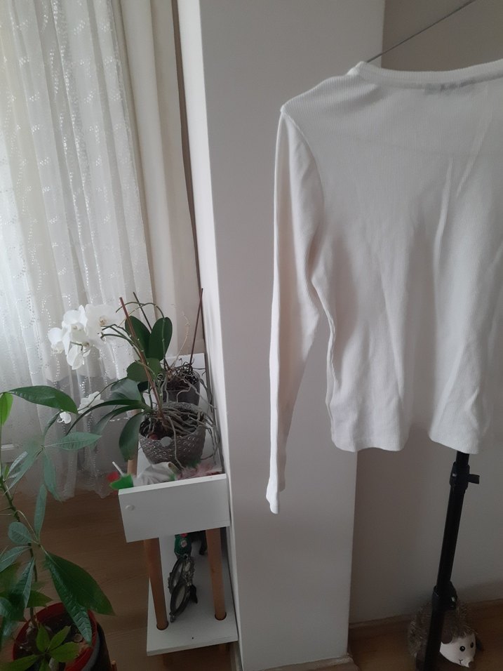 Beyaz Uzun Kollu Basic Tişört - Görsel 4