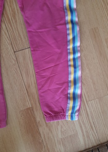 Renkli Yan Şeritli Pembe  Eşofman Altı - Görsel 3