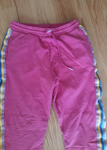 Renkli Yan Şeritli Pembe  Eşofman Altı - Görsel 2