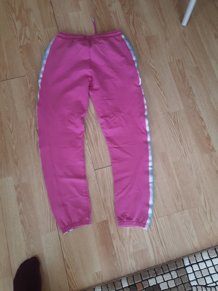 Renkli Yan Şeritli Pembe  Eşofman Altı - Görsel 4