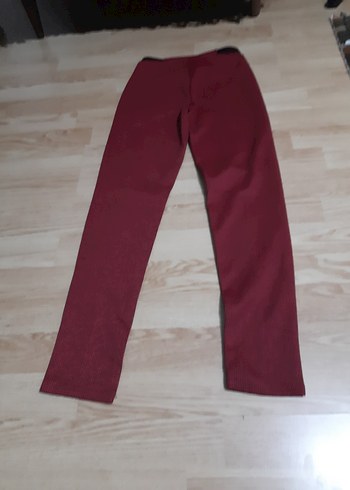 Bordo Kemerli Midi Kadın Kumaş Pantolon - Görsel 7