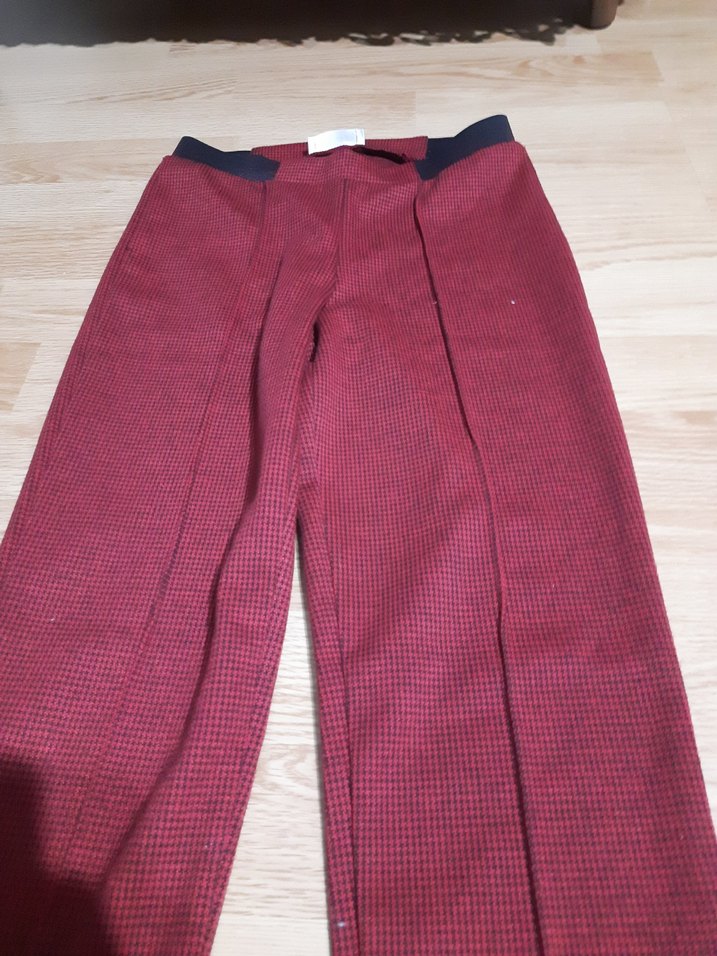 Bordo Kemerli Midi Kadın Kumaş Pantolon - Görsel 2