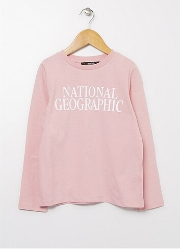 Pembe Bisiklet yaka kız çocuk TSHİRT Natıonal Geographıc