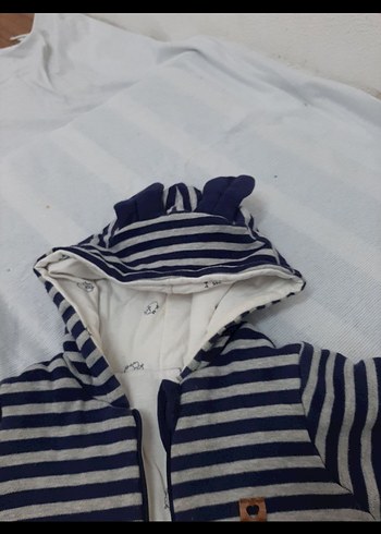 Gri Çizgili Örgü Erkek Bebek Tulumu - Görsel 2