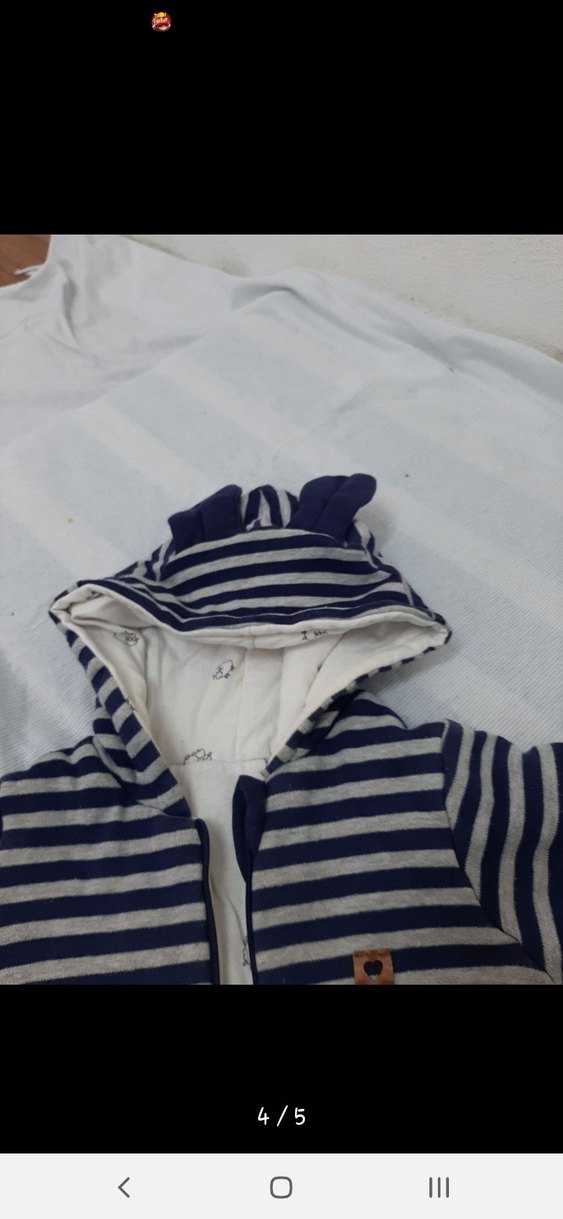 Gri Çizgili Örgü Erkek Bebek Tulumu - Görsel 2