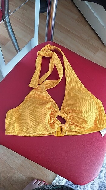 Hardal sarısı hiç giyilmemiş bikini üstü koton - Görsel 2