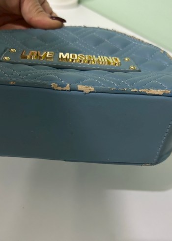 Beden turkuaz Renk Love Moschino Turkuaz Deri Nakışlı Çanta