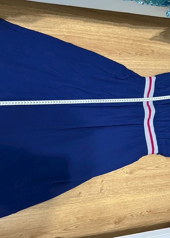 40 Beden Mavi halter yaka Uzun Elbise