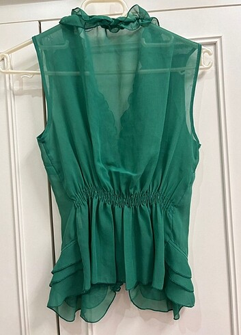 Şifon yeşil bluz gömlek - Görsel 2