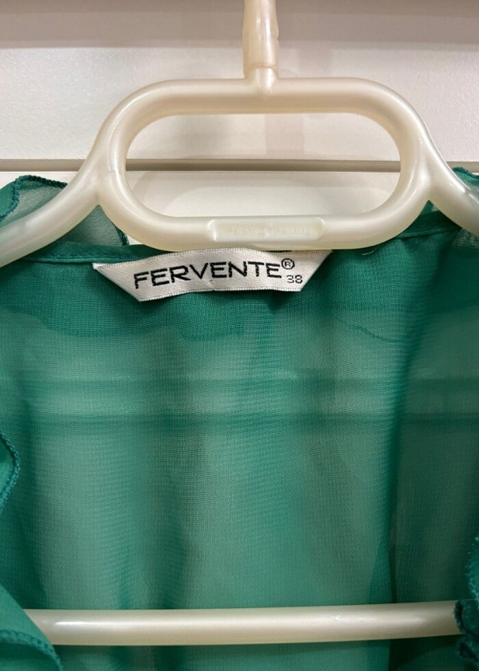 Şifon yeşil bluz gömlek - Görsel 3