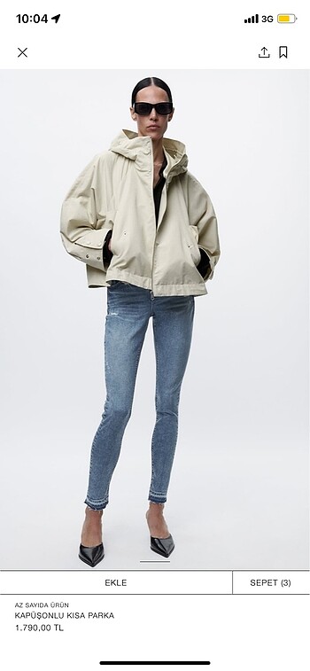 Zara su geçirmez parka