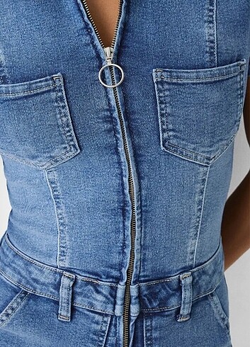 s Beden mavi Renk Kısa denim tulum