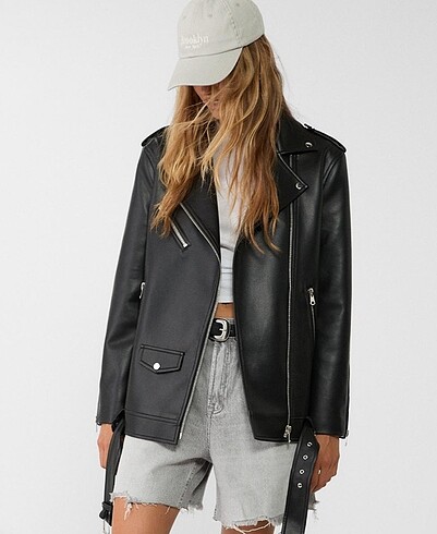 Oversize Uzun deri ceket
