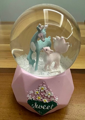 Pembe Pastel Figürlü Kar Küresi - Görsel 5