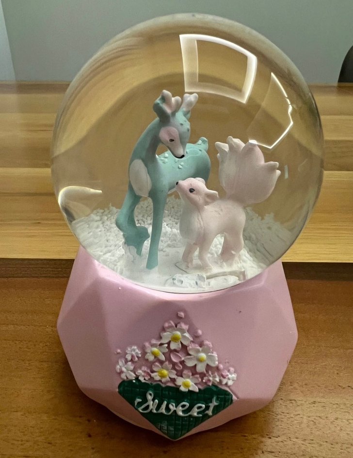 Pembe Pastel Figürlü Kar Küresi - Görsel 5