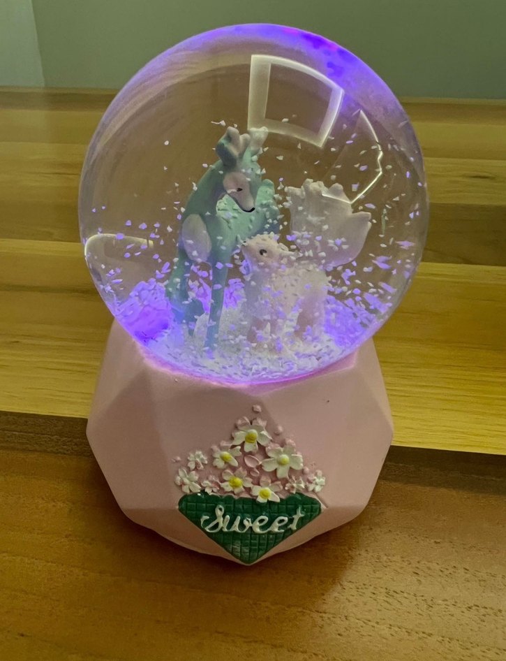 Pembe Pastel Figürlü Kar Küresi - Görsel 2