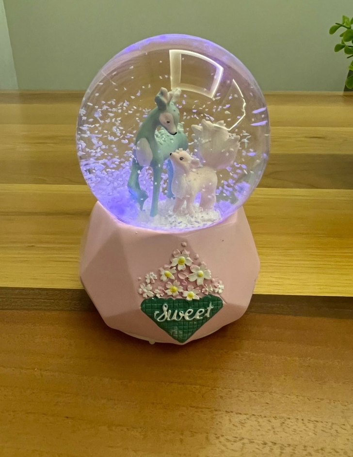 Pembe Pastel Figürlü Kar Küresi - Görsel 4