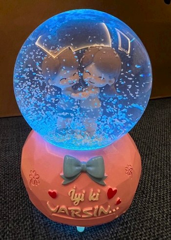 Pembe Figürlü Kar Küresi Müzik Kutusu - Görsel 7