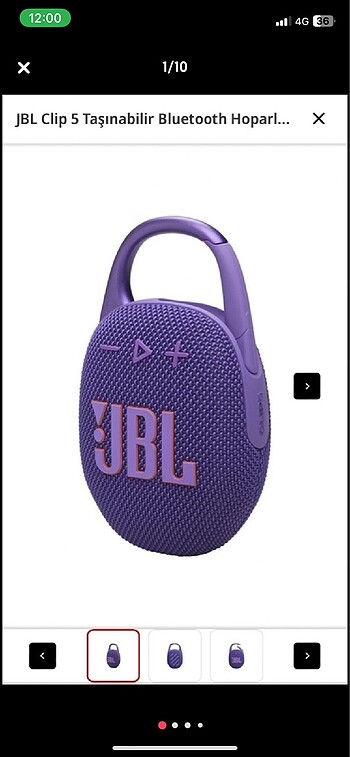JBL Clip5, Bluetooth Hoparlör, IP67, Mor