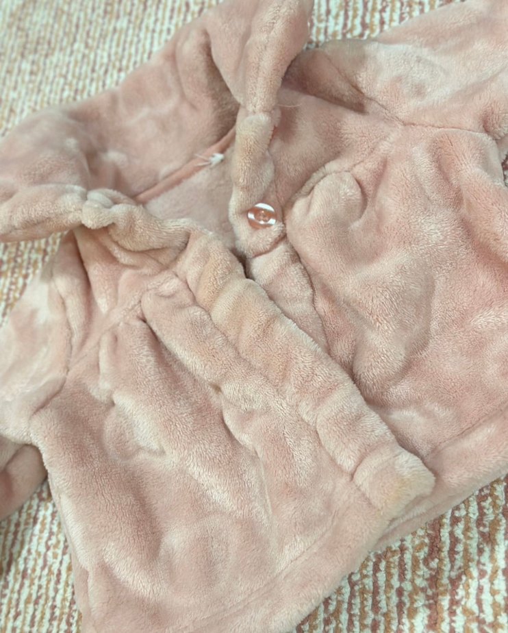 Kapüşonlu Pembe Kız Çocuk Peluş Ceket - Görsel 2