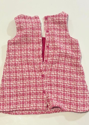 Kız Çocuk V Yaka Örgü Pembe Elbise - Görsel 2