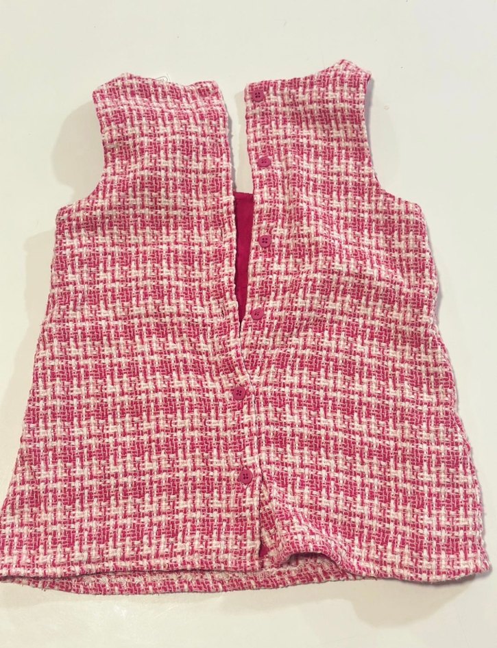 Kız Çocuk V Yaka Örgü Pembe Elbise - Görsel 2