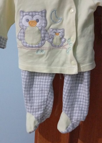 Düğmeli Uzun Kollu Nakışlı Bebek Kız Takımı - Görsel 3