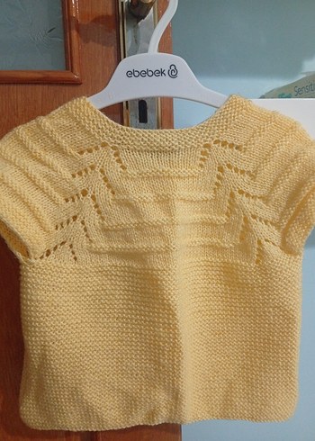 Sarı Kız Çocuk Kısa Kollu Örgü Hırka - Görsel 5