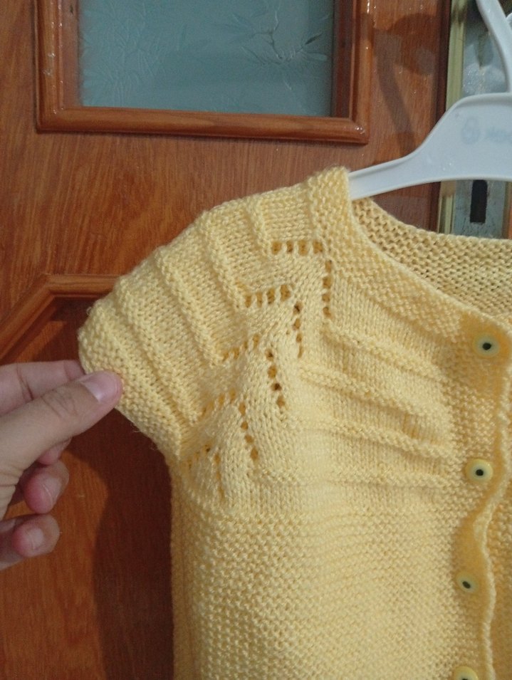 Sarı Kız Çocuk Kısa Kollu Örgü Hırka - Görsel 4