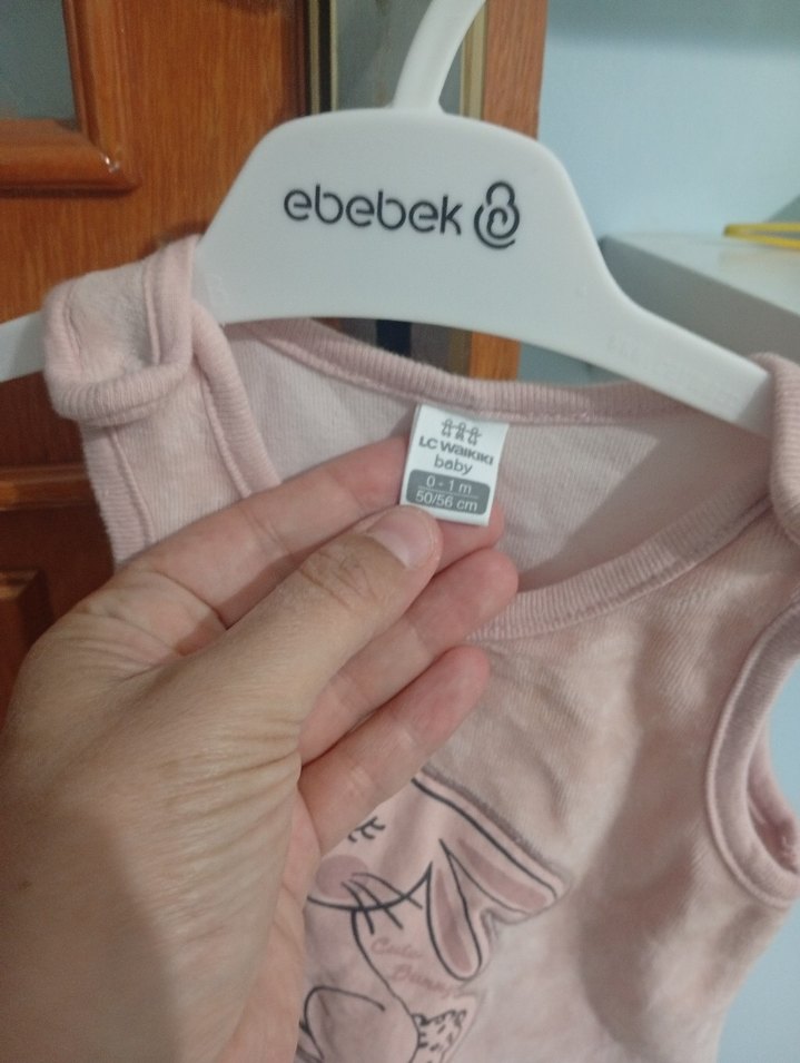 Pembe Kadife Tavşan Desenli Bebek Tulum - Görsel 3