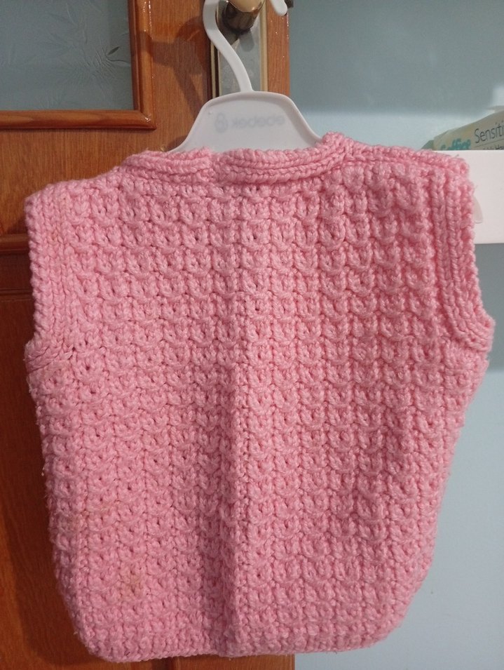 Kız Çocuk Pembe Örgü Kolsuz Yelek - Görsel 4