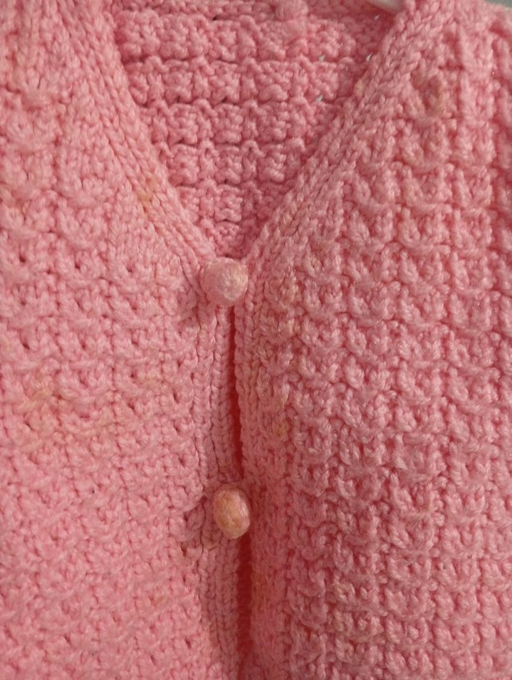 Kız Çocuk Pembe Örgü Kolsuz Yelek - Görsel 2