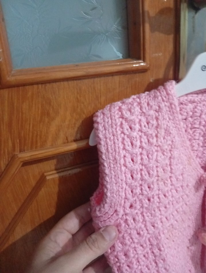 Kız Çocuk Pembe Örgü Kolsuz Yelek - Görsel 3