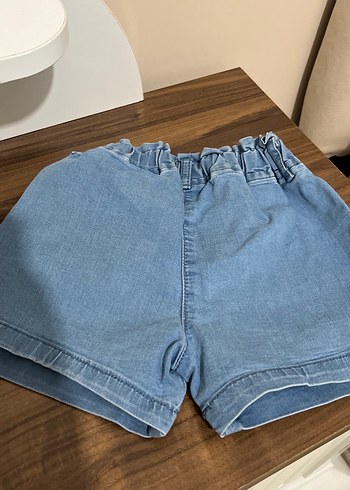 Kız Çocuk Mavi Dantel Detaylı Bol Kesim Kot Şort - Görsel 3