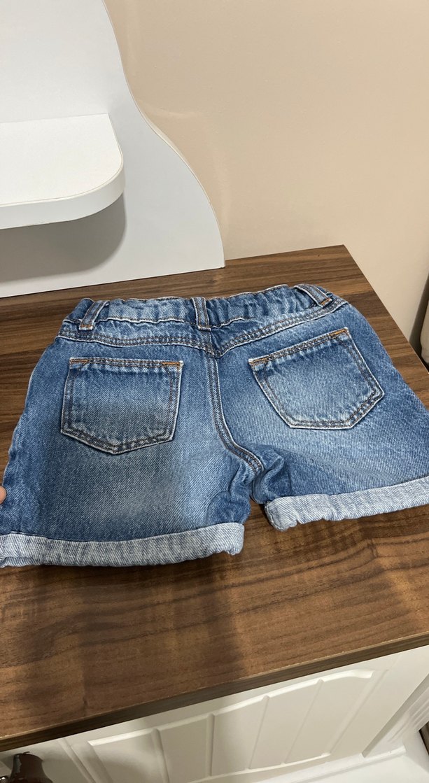 Kemerli Mavi Kız Kot Şort - Görsel 3