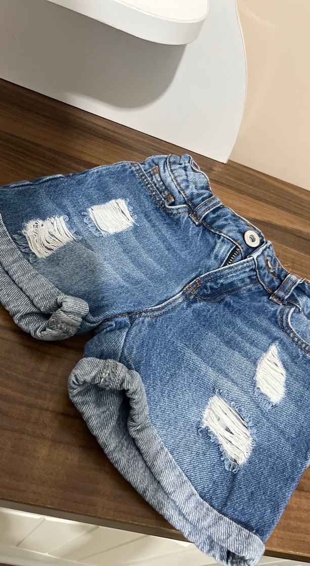 Kemerli Mavi Kız Kot Şort - Görsel 4