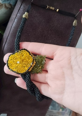 Uzun Sarı Boncuklu Bohem Kadın Kolye - Görsel 4