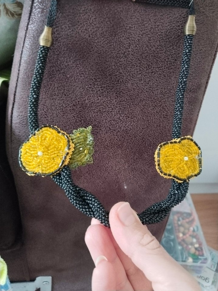 Uzun Sarı Boncuklu Bohem Kadın Kolye - Görsel 2