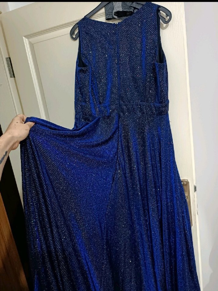 Lacivert Pilili Uzun Abiye Elbise - Görsel 3