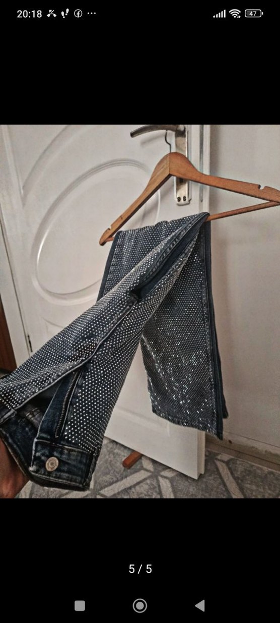 taşlı jean pantolon - Görsel 5