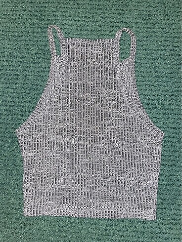 m Beden gri fitilli kumas askili crop