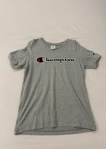 Champion Gri Kız Tişörtü, Kısa Kollu, Rahat Kesim