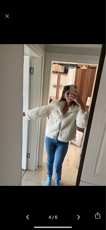 m Beden beyaz Renk Stradivarius suni peluş ceket mont