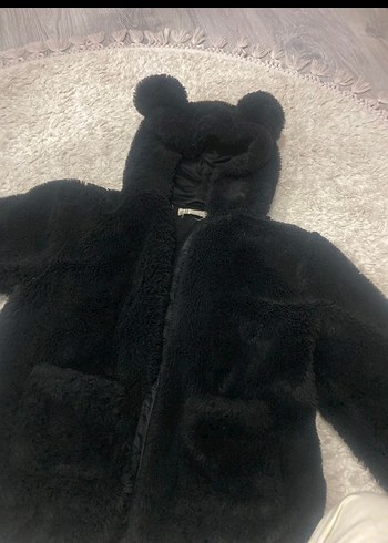 Siyah Peluş Yumuşak mont puf puf - Görsel 2