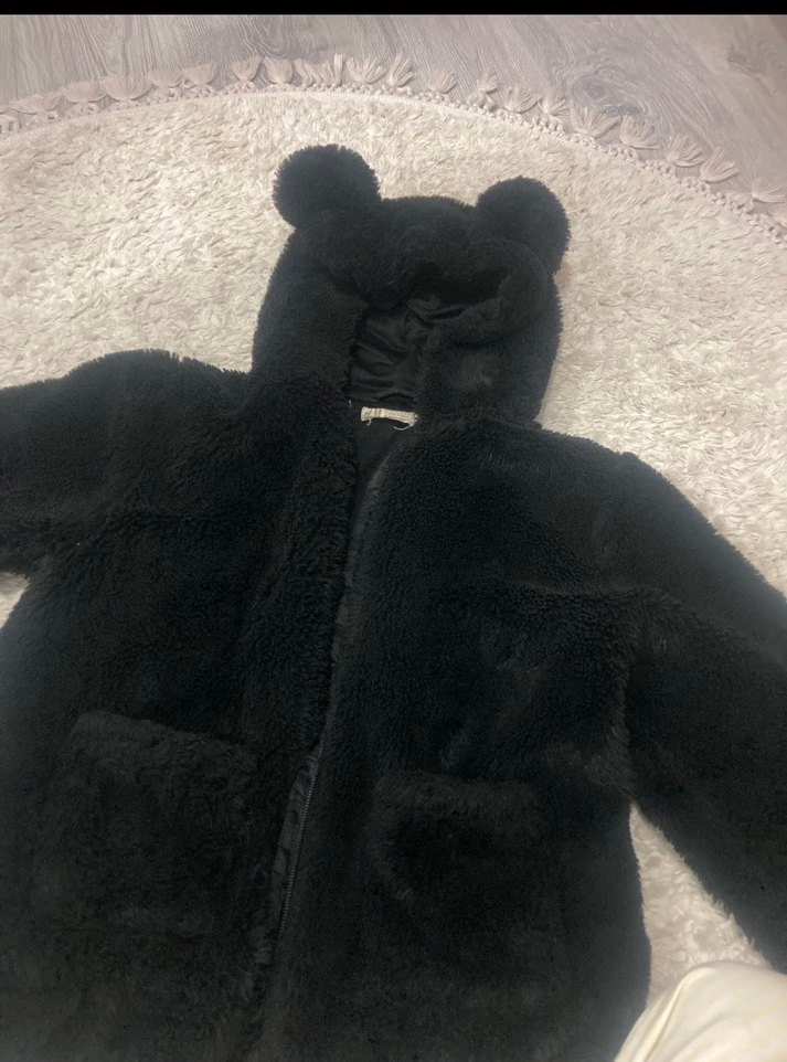 Siyah Peluş Yumuşak mont puf puf - Görsel 2