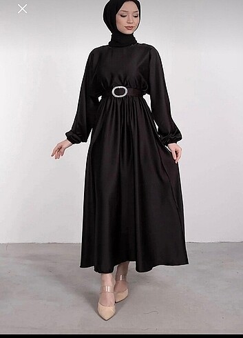 Saten tesettür elbise Mevlana abiye  - Görsel 2