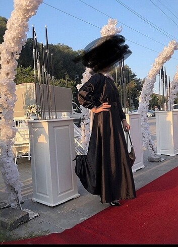 Saten tesettür elbise Mevlana abiye  - Görsel 6