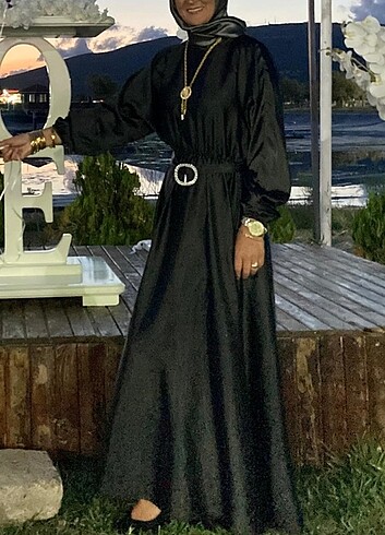 Saten tesettür elbise Mevlana abiye  - Görsel 7